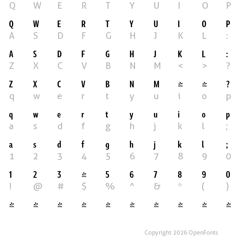 Character Map of Marble Display Condensed SemiBold