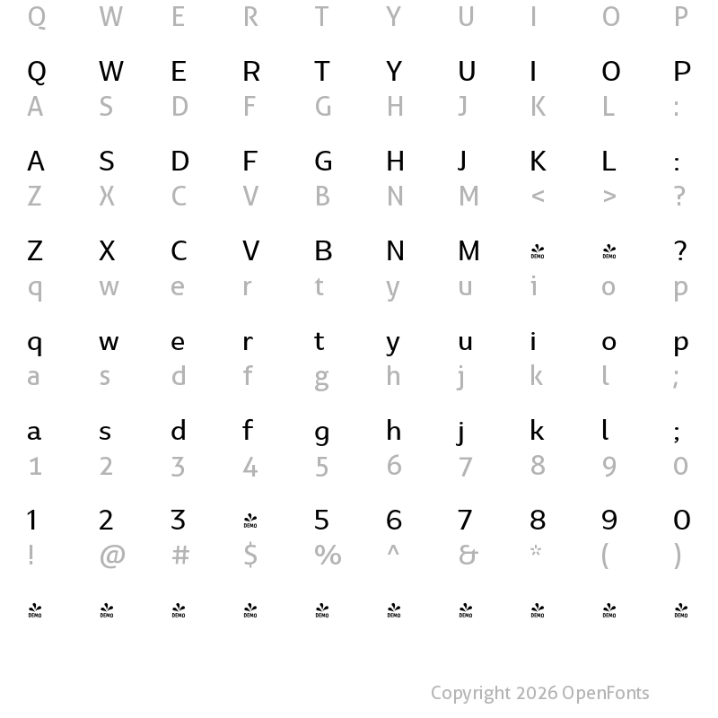 Character Map of Marble Display Wide Medium