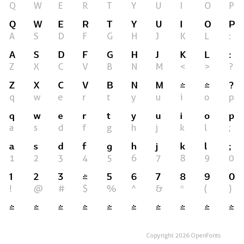 Character Map of Marble Display Wide SemiBold