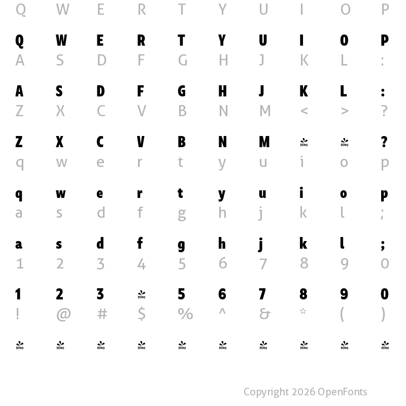 Character Map of Marble Text Condensed ExtraBold