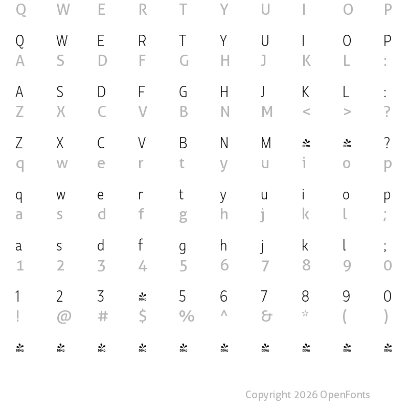 Character Map of Marble Text Light