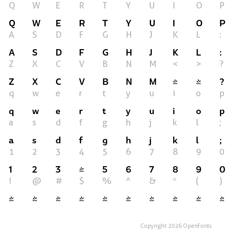 Character Map of Marble Text Wide SemiBold