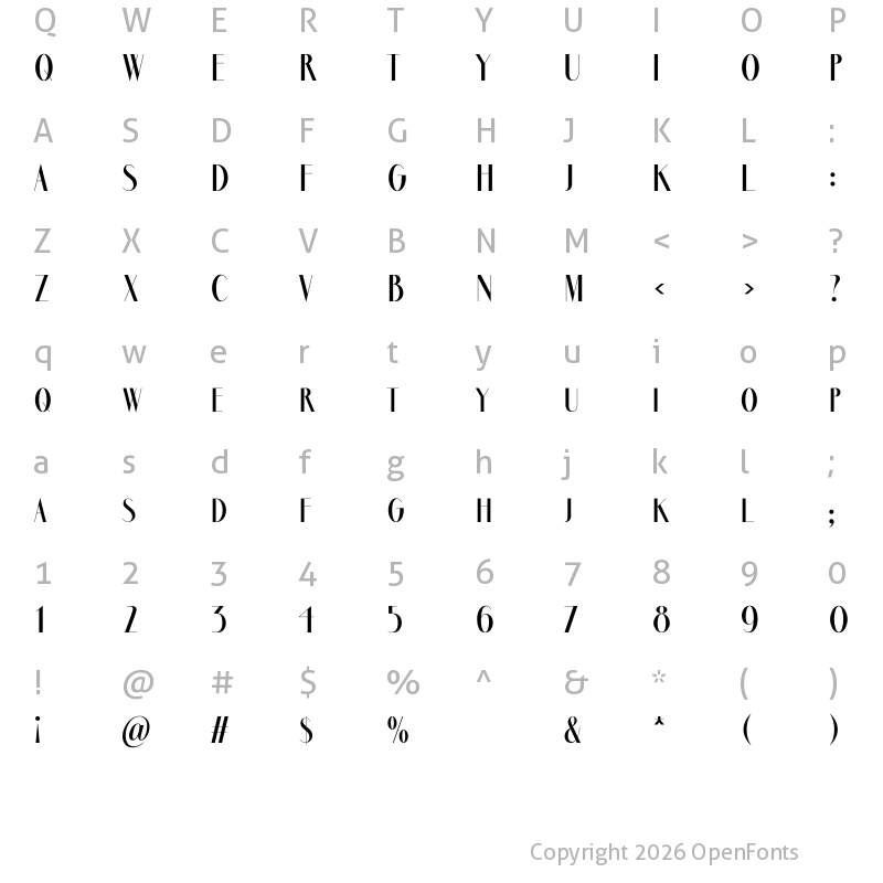 Character Map of Marbre Sans Bold