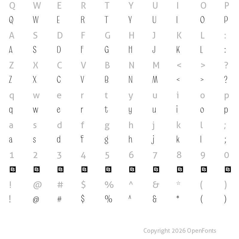 Character Map of Marcione Trial Light