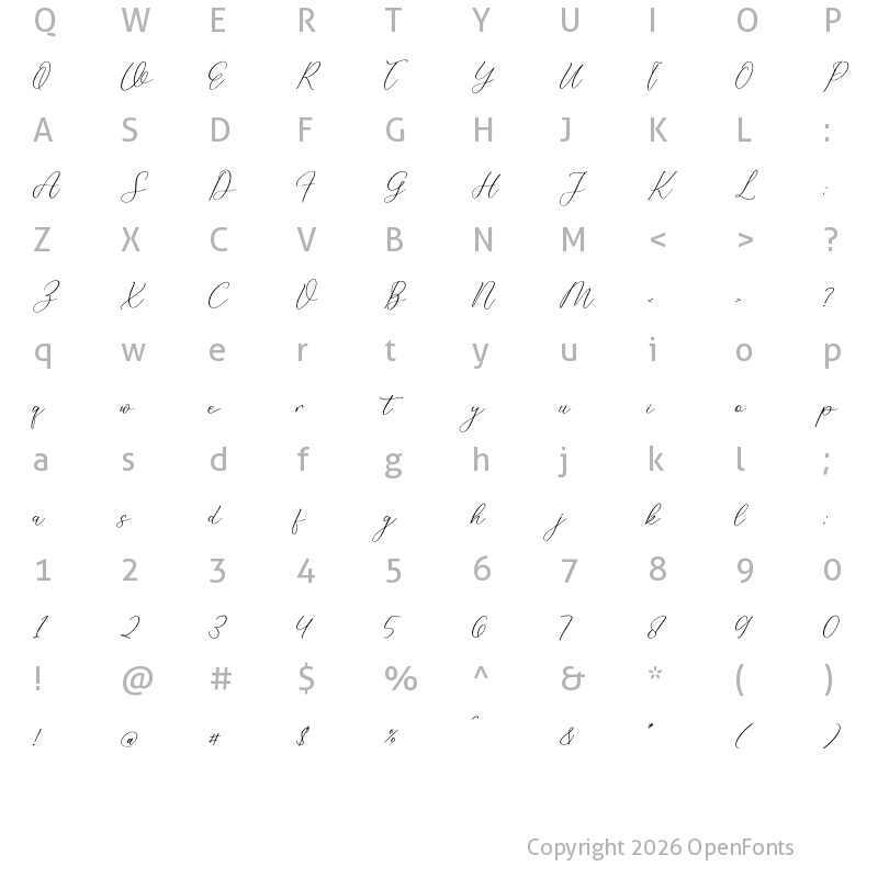 Character Map of Marffiola Vonegliph Regular