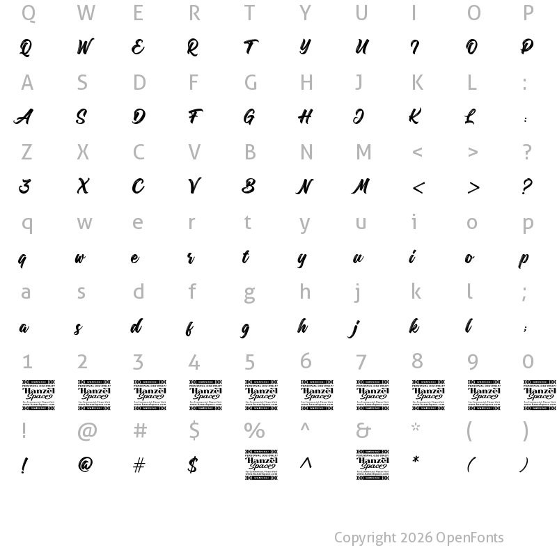 Character Map of Margadeth Regular