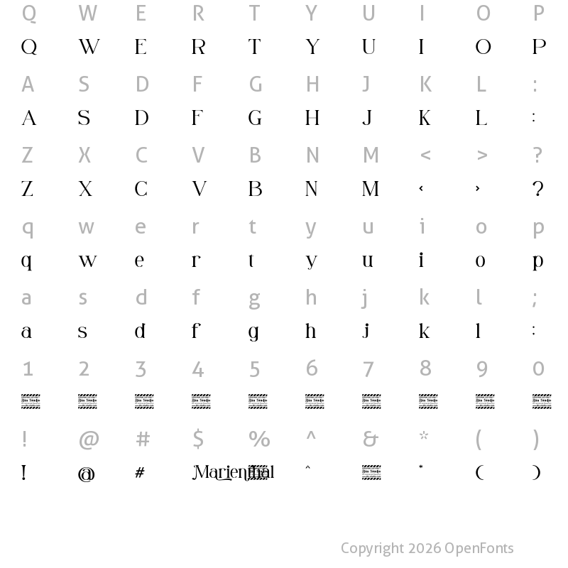 Character Map of Marienthal Personal Use Regular