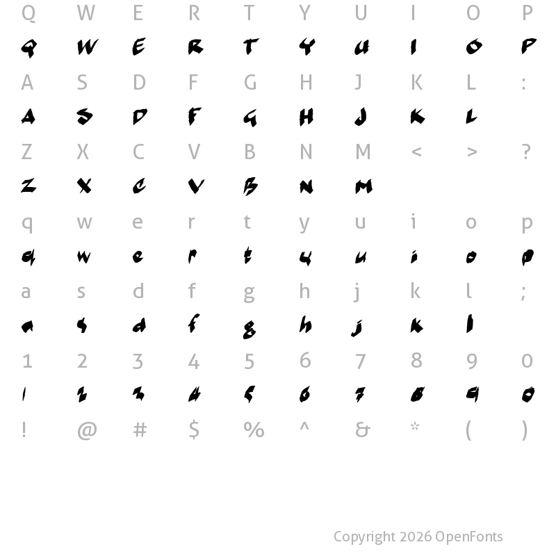 Character Map of markerMoe II Regular
