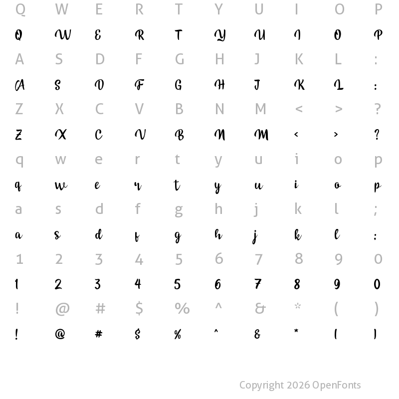 Character Map of Marlina Regular