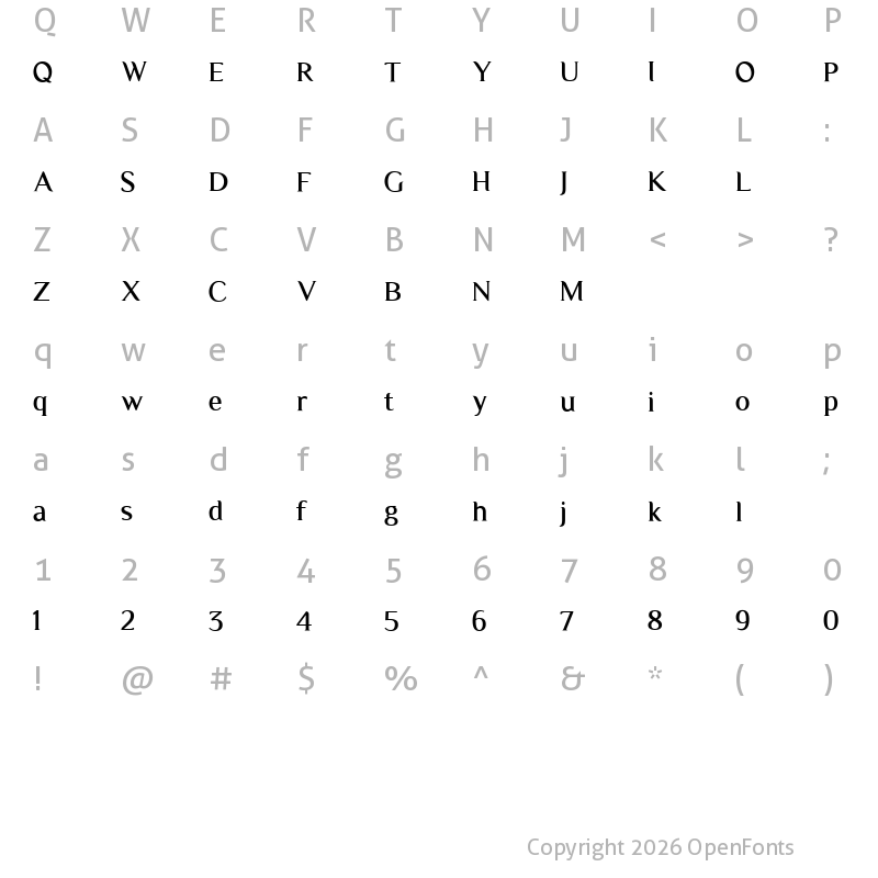 Character Map of Maron Rose Regular