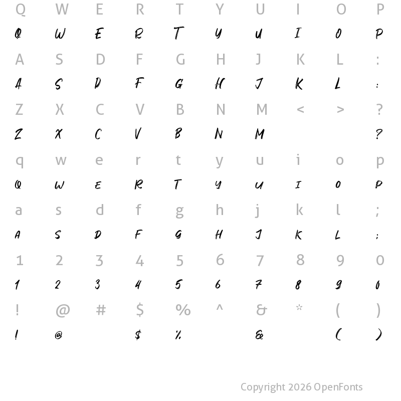 Character Map of Marqez Regular