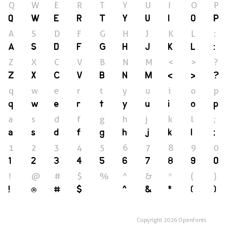 Character Map of Marquee Regular