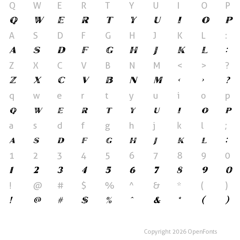 Character Map of Marques Stamp Italic