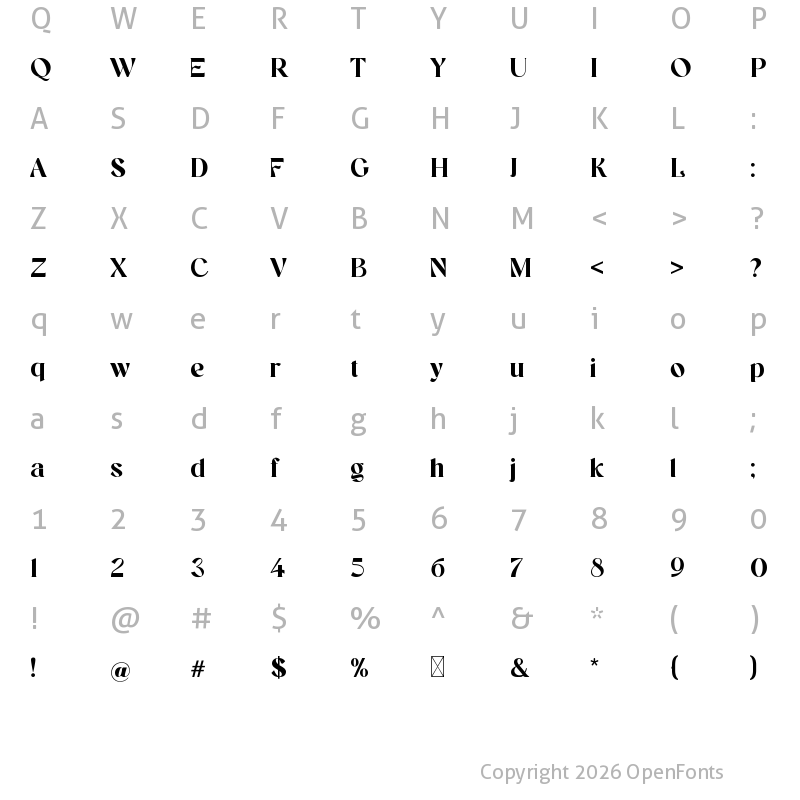 Character Map of Marquisette Regular