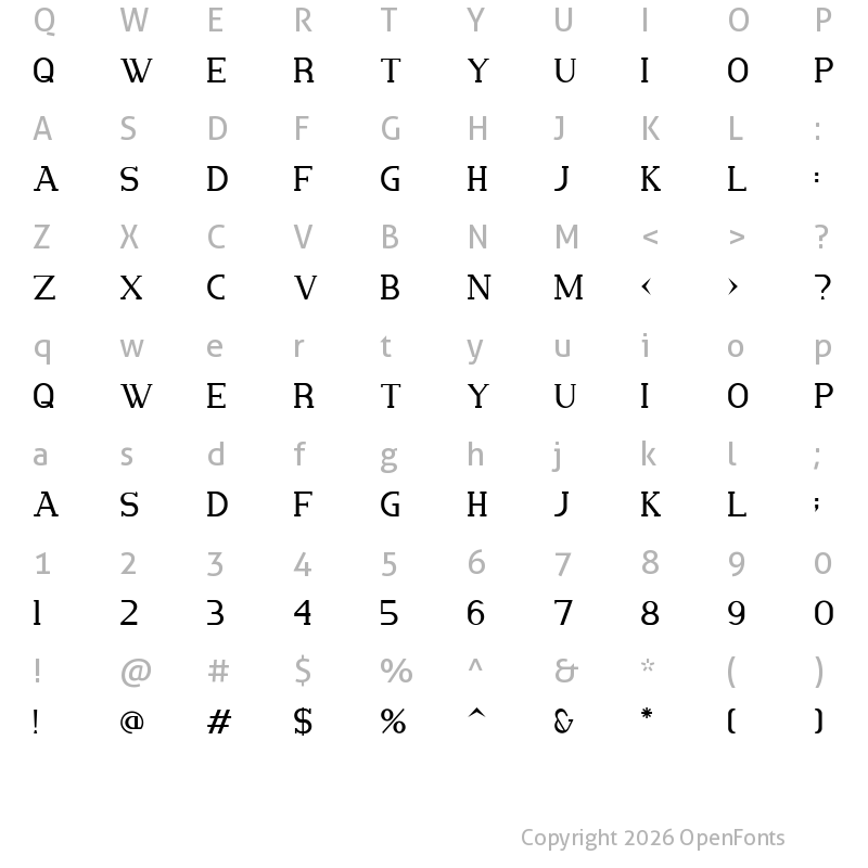Character Map of Marrowish Regular