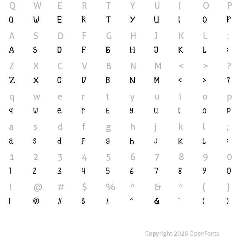 Character Map of Marry Qween Regular