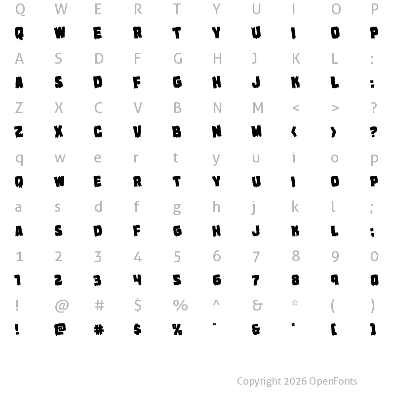 Character Map of Marsh Thing Rotated Regular