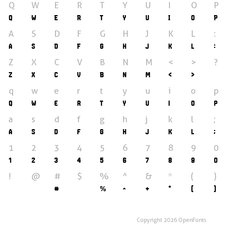 Character Map of Marsmonster Demo Black