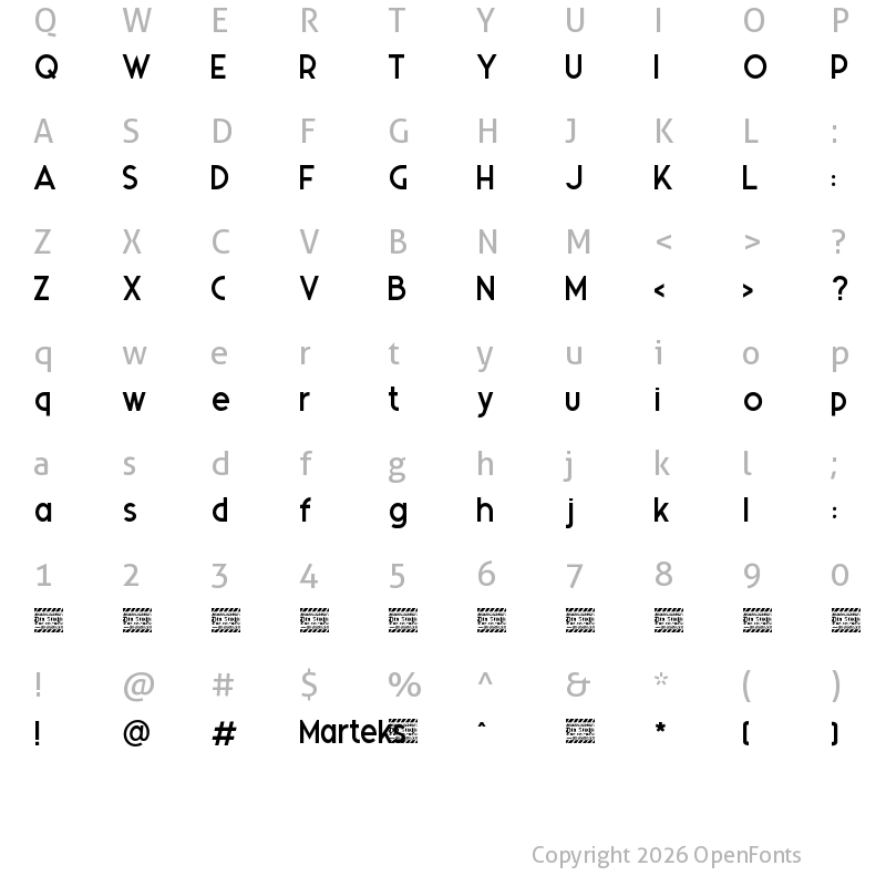 Character Map of Marteks Personal Use Regular