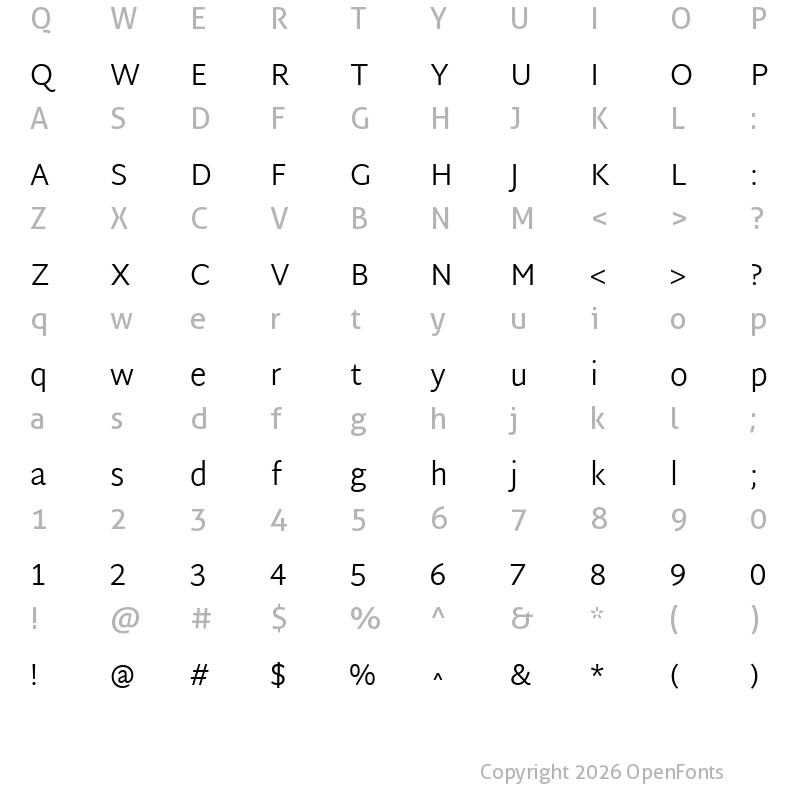 Character Map of Martel Sans Light