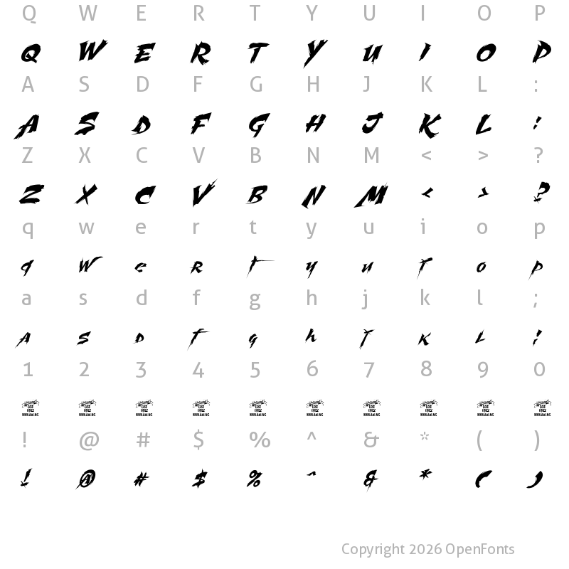 Character Map of Martyric Personal Use Only Regular