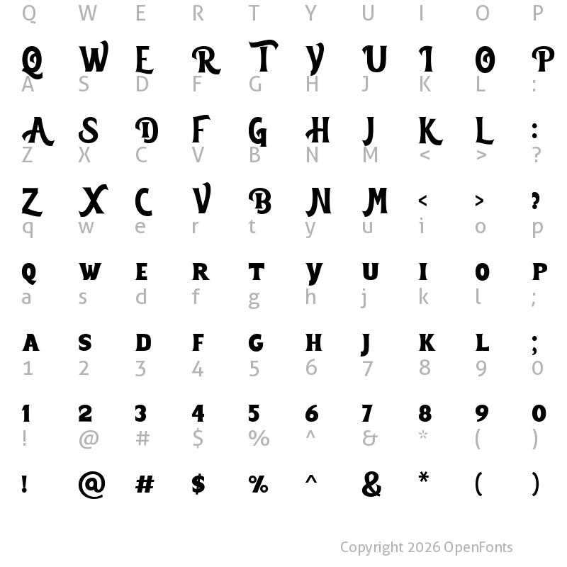 Character Map of Marvelan Regular