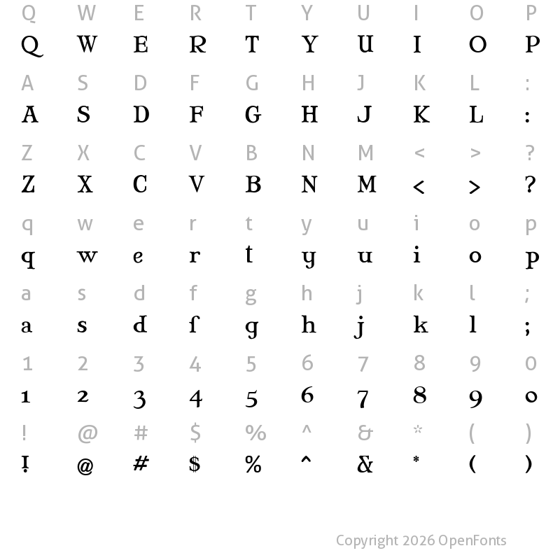 Character Map of Mary Jane - Eastern Europe Regular