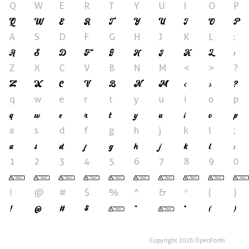 Character Map of Mashally Regular