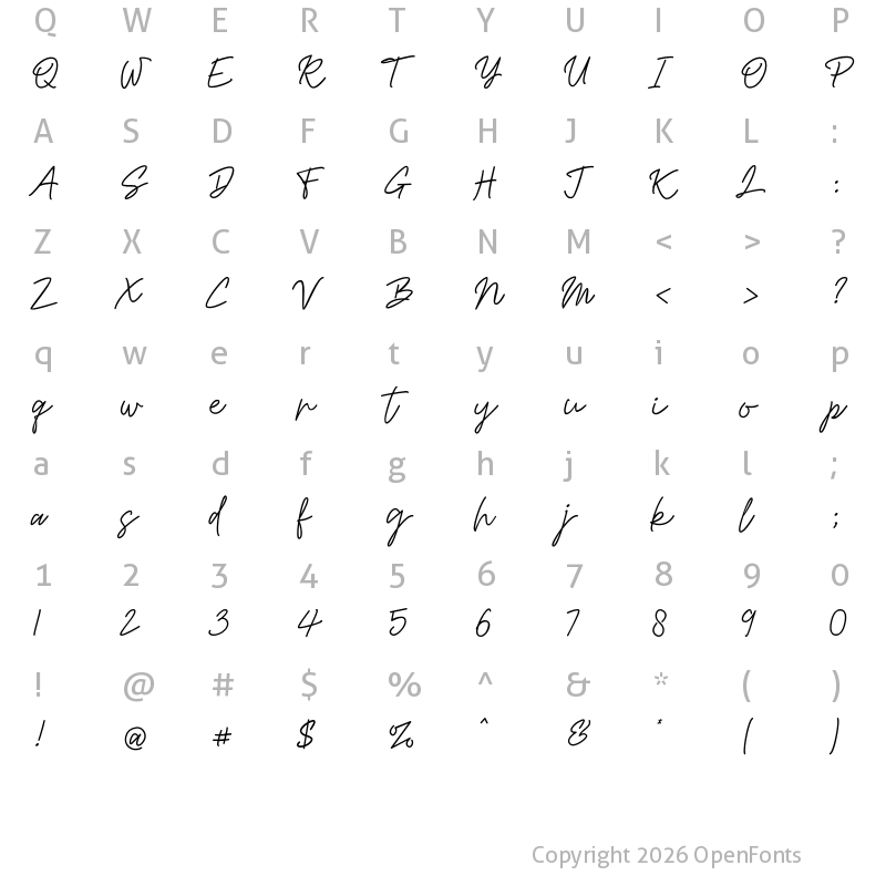 Character Map of Mashiya Regular