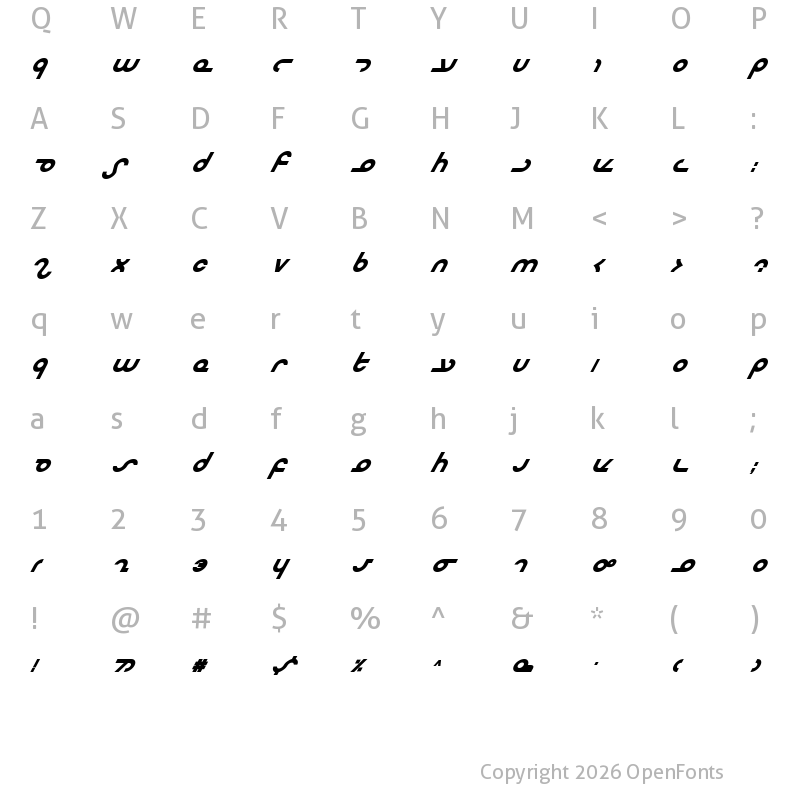 Character Map of Masterdom Bold Italic Bold Italic
