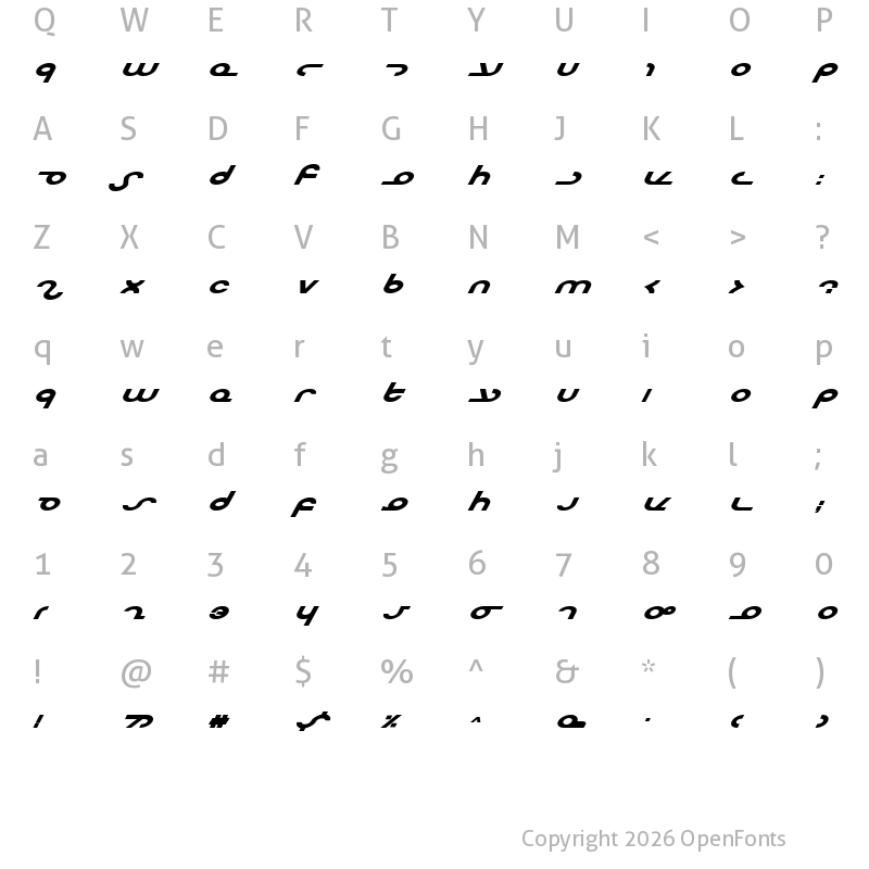 Character Map of Masterdom Exp Bold Italic Exp Bold Italic