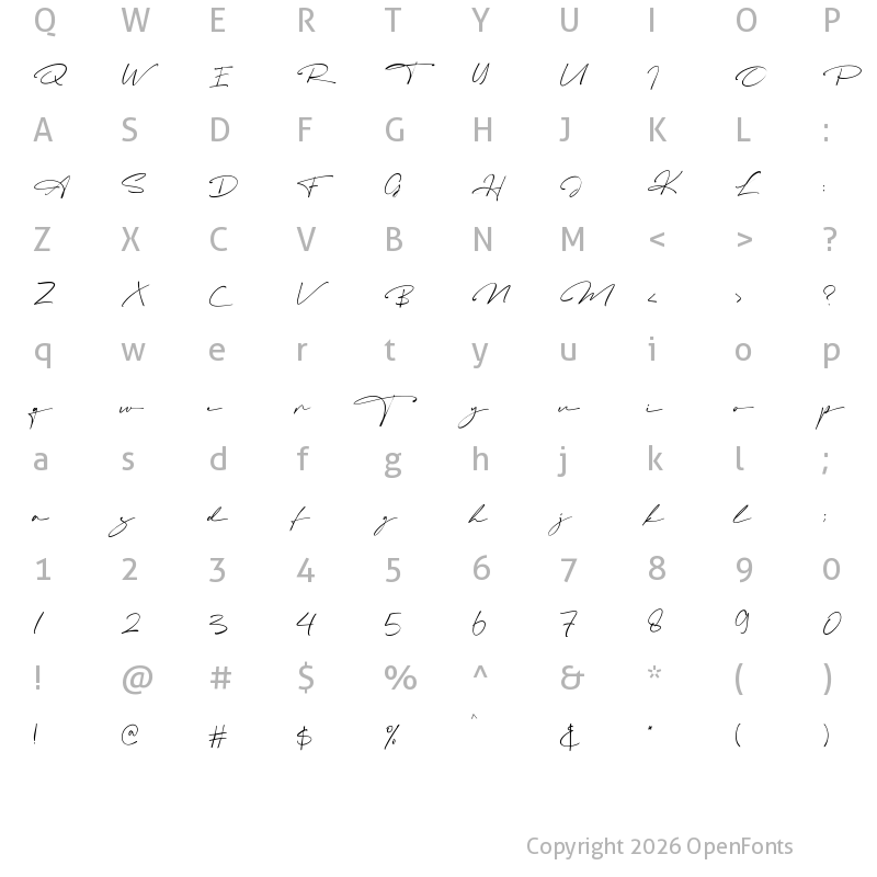 Character Map of Mastrih Regular
