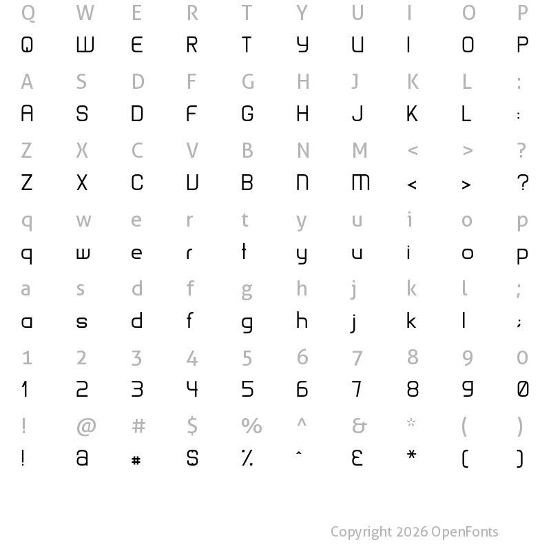 Character Map of Matamata Regular
