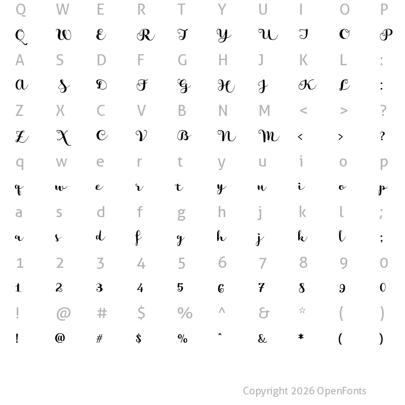 Character Map of Matcha W00 Script Regular