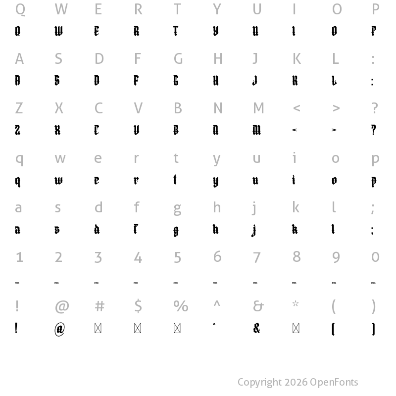Character Map of Matgard Regular