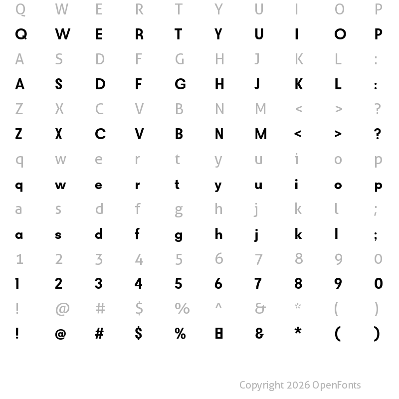 Character Map of Matita Geometric Semibold