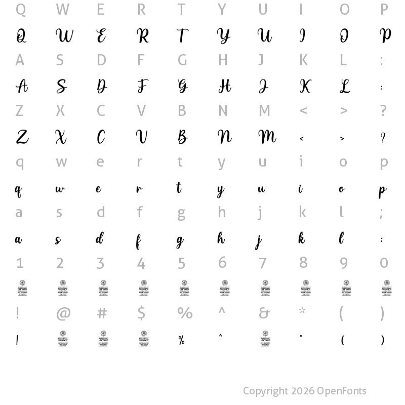 Character Map of Matteny Angels Regular
