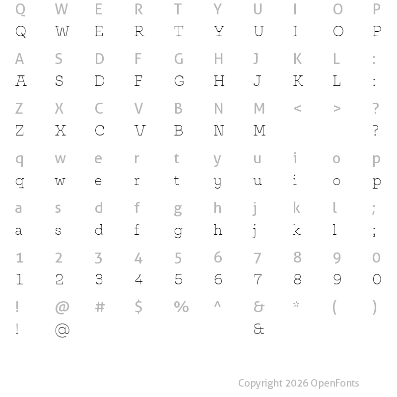 Character Map of Matucano Test Extra Light