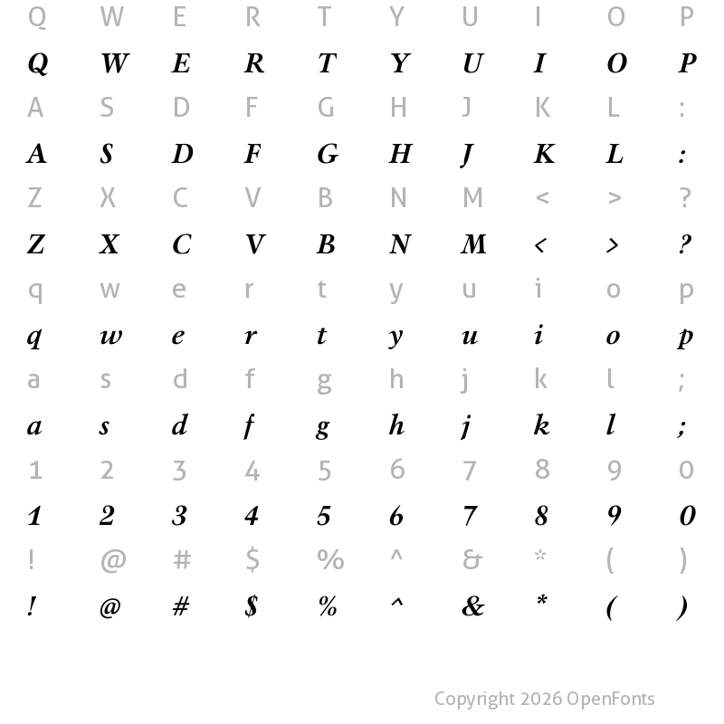 Character Map of Mauritius Medium Italic