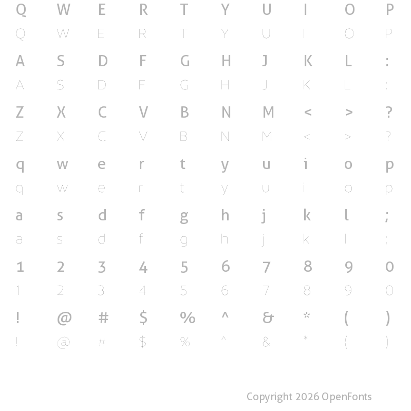 Character Map of Maven Pro Light 100 UltraLight