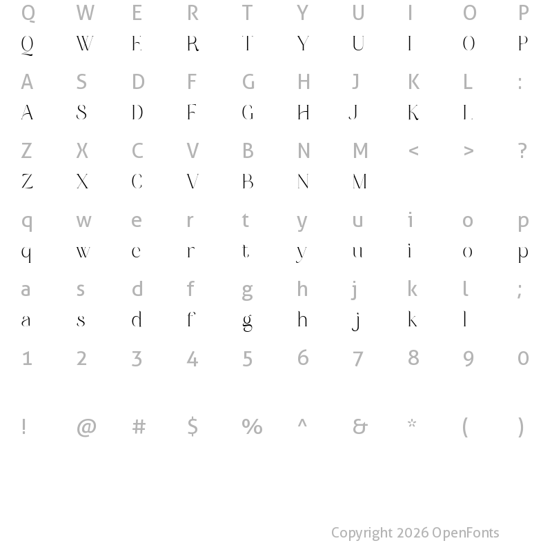 Character Map of Mayfest Regular