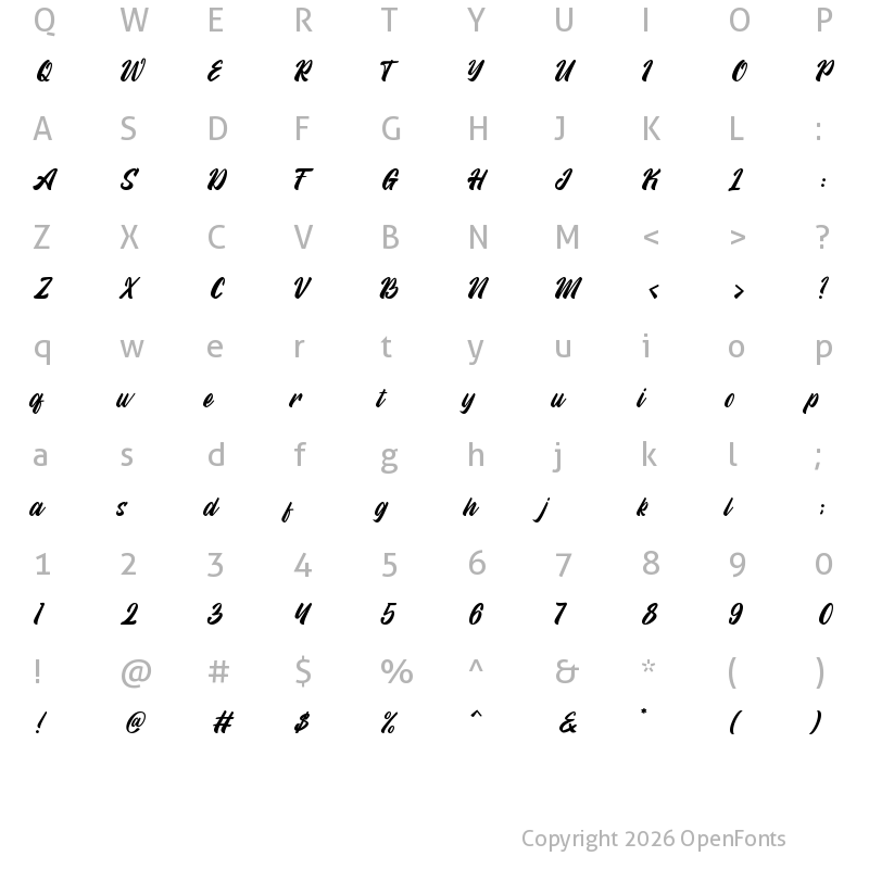 Character Map of Mayland Regular
