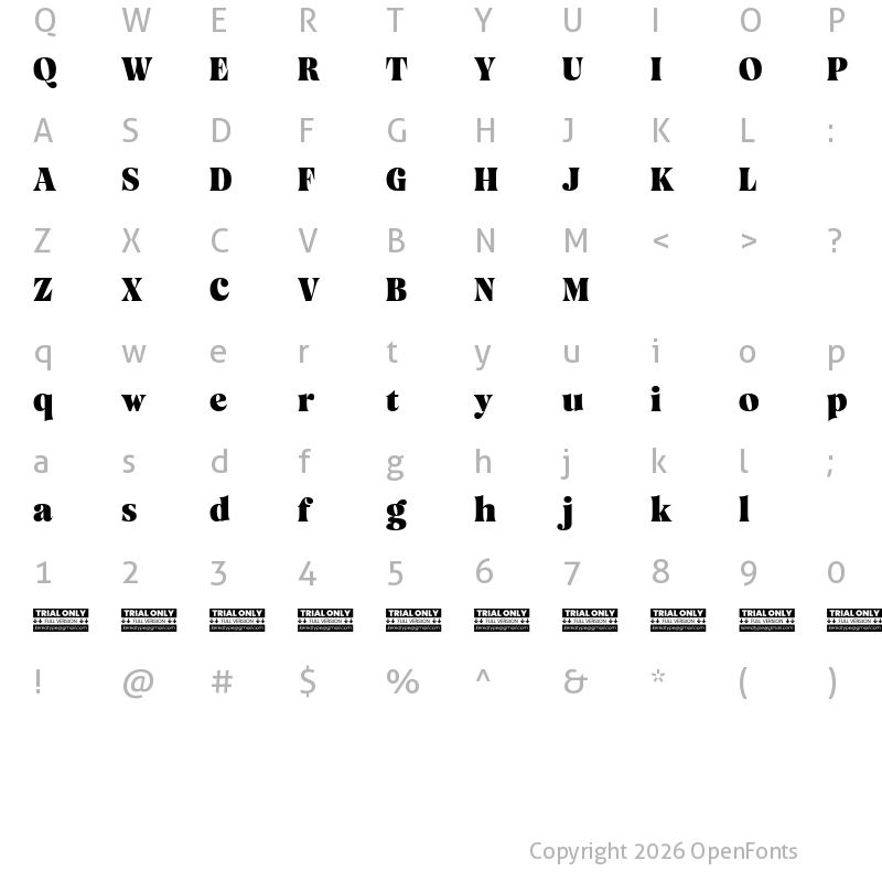 Character Map of Mazaeni Trial Extra Bold
