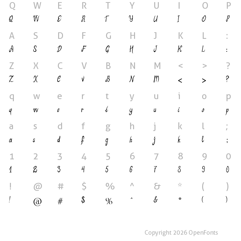 Character Map of MB-ElvenType Regular