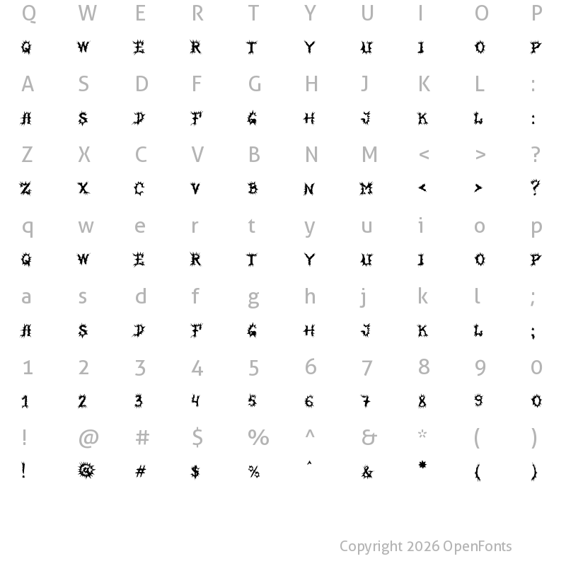 Character Map of MB-HorrorHouse Regular