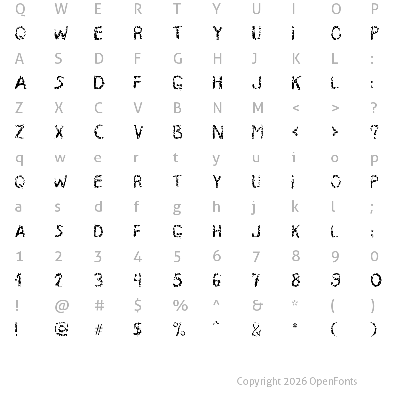 Character Map of MB-RustyIron Regular