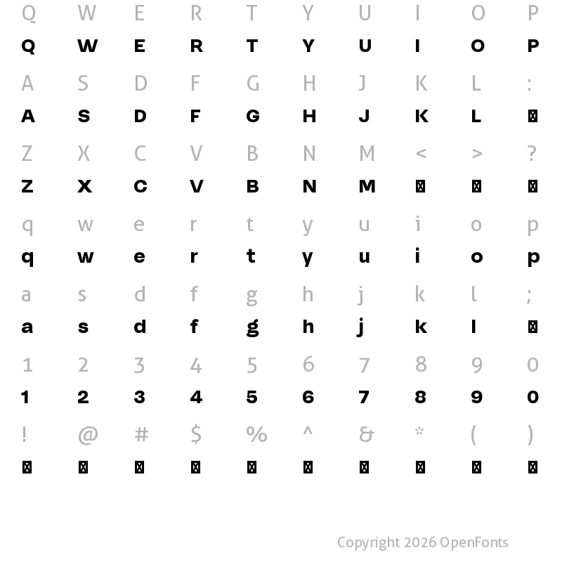 Character Map of McQueen Grotesk Trial Black