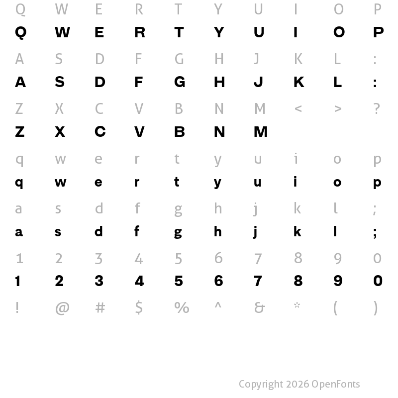 Character Map of MD Primer Test Bold