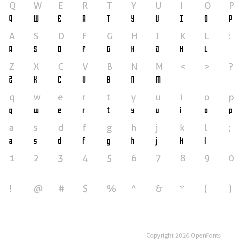 Character Map of Mechanical FREE Regular