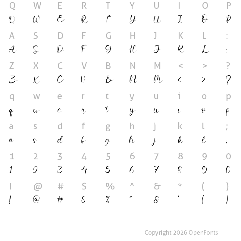 Character Map of Megallion Demo Regular